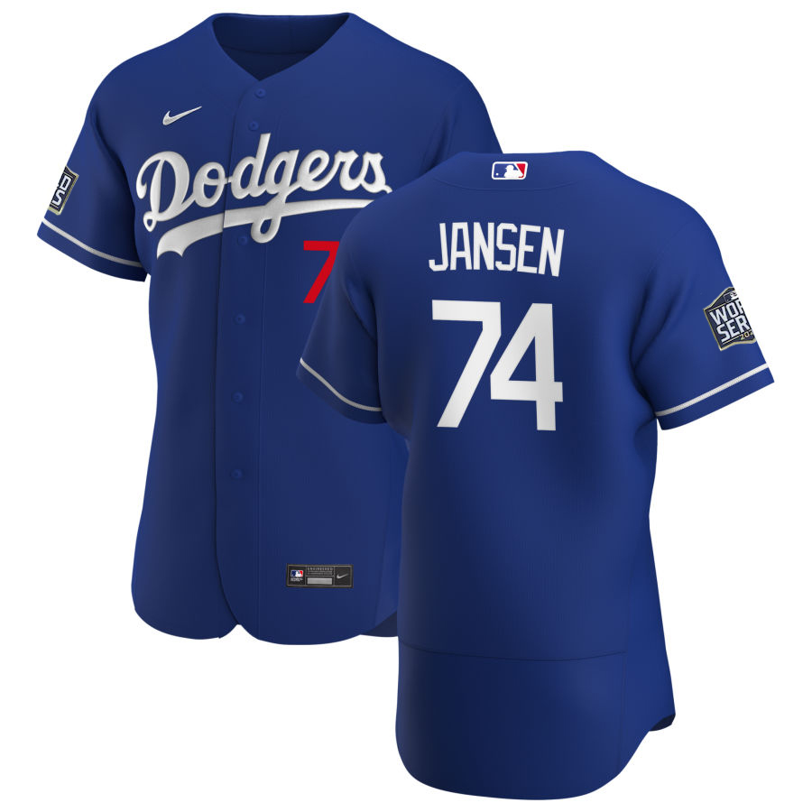 Los Angeles Dodgers 74 Kenley Jansen Men Nike Royal Alternate 2020 World Series Champions Authentic Player MLB Jersey